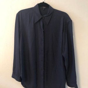 Theory Blue Silk Button-down Shirt Size P (fits small and medium)